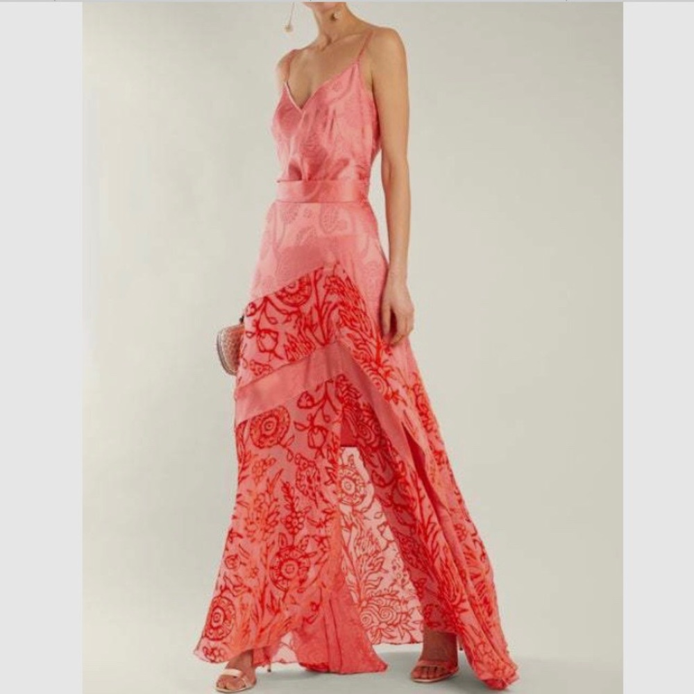 PETER PILOTTO LONG DEVORE SILK VELVET ASYMMETRIC TIER EVENING MAXI SKIRT - Picture 1 of 16